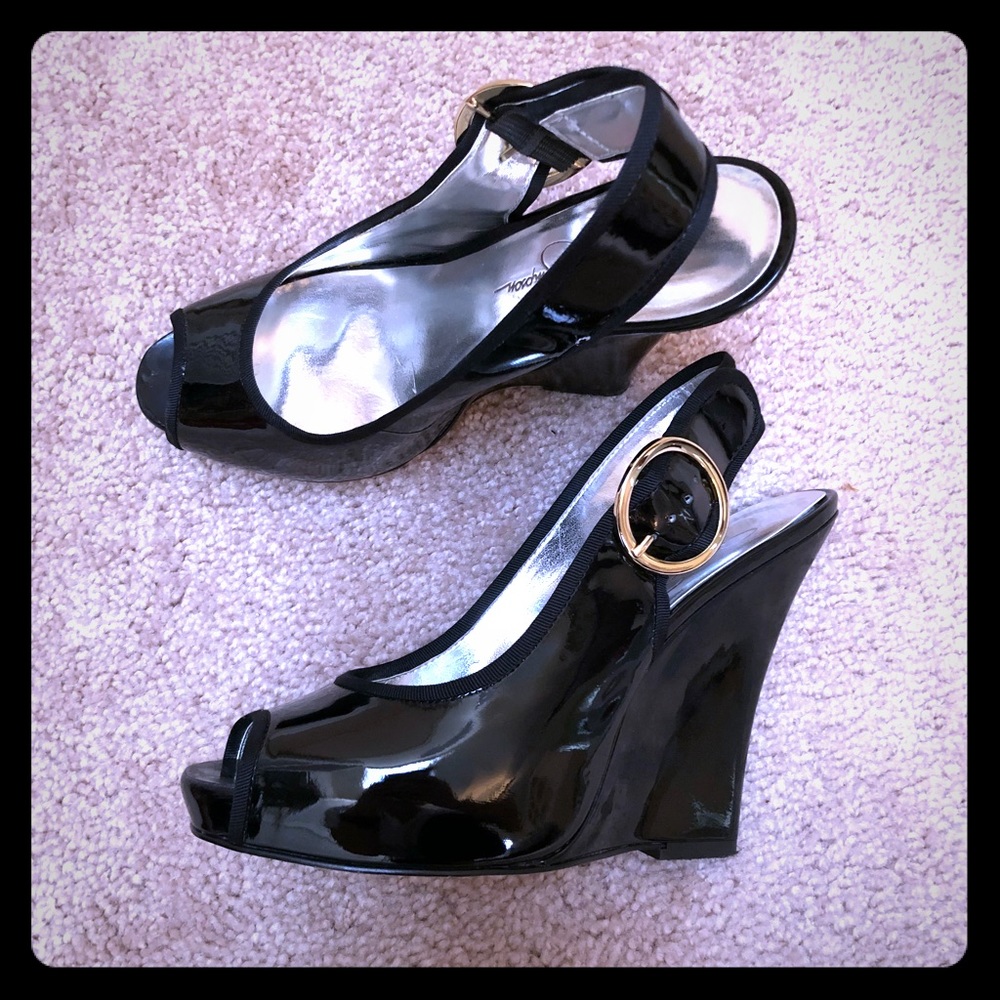 Jessica Simpson Black Patent Wedges - size 7